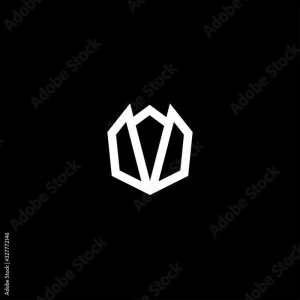 Fototapeta black background and white lines of vector art tulip logo robots