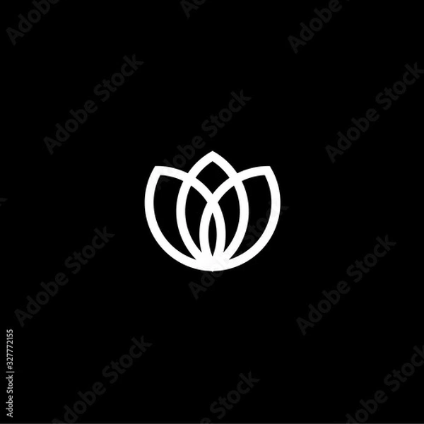 Obraz Simple black background and white line tulip art vector logo.