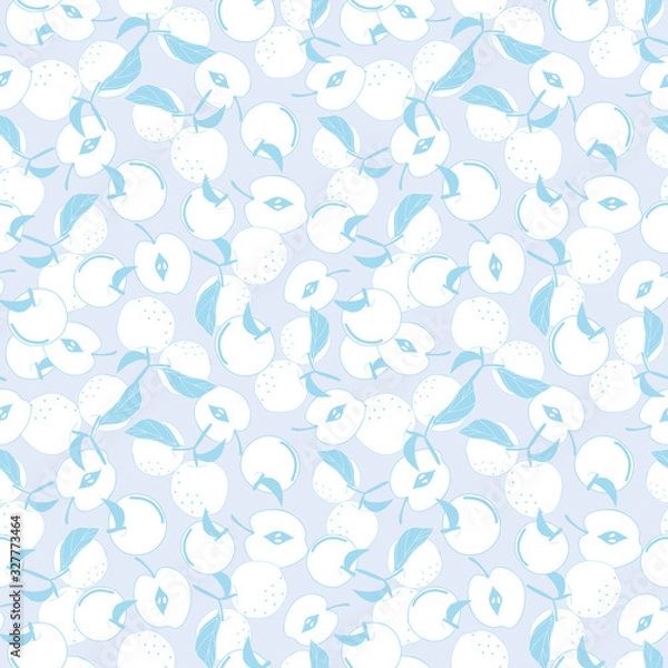 Obraz Seamless pattern with blue and white apples illustration