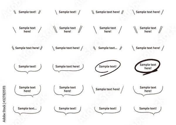 Obraz 黒の手描き吹き出しセット 文字あり