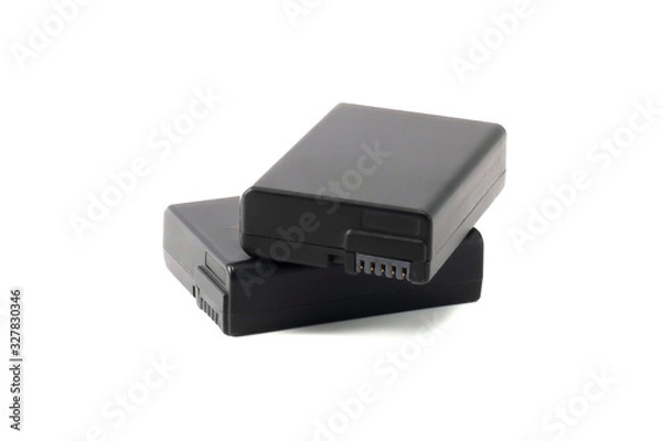 Obraz two black batteries camera isolated