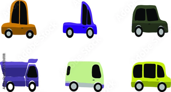 Obraz set bundle cartoon car