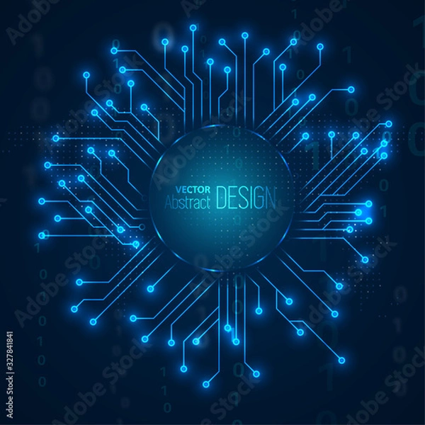 Fototapeta Luminous circuit with round frame
