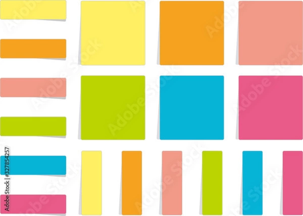 Fototapeta 付箋フレームのカラフルなバリエーションのあるベクターイラストセット