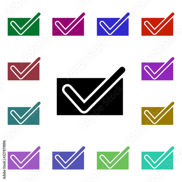 Obraz Sign checked multi color style icon. Simple glyph, flat vector of web icons for ui and ux, website or mobile application