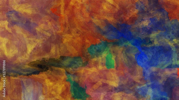 Fototapeta Pretty oil painting on canvas art background. Colorful brushstrokes and watercolor splashes elements. Digital artistic texture for graphic design. Printable beautiful pattern.
