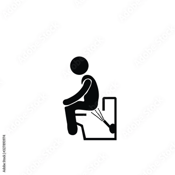 Fototapeta Bathroom vector black icon: man is sitting in the toilet