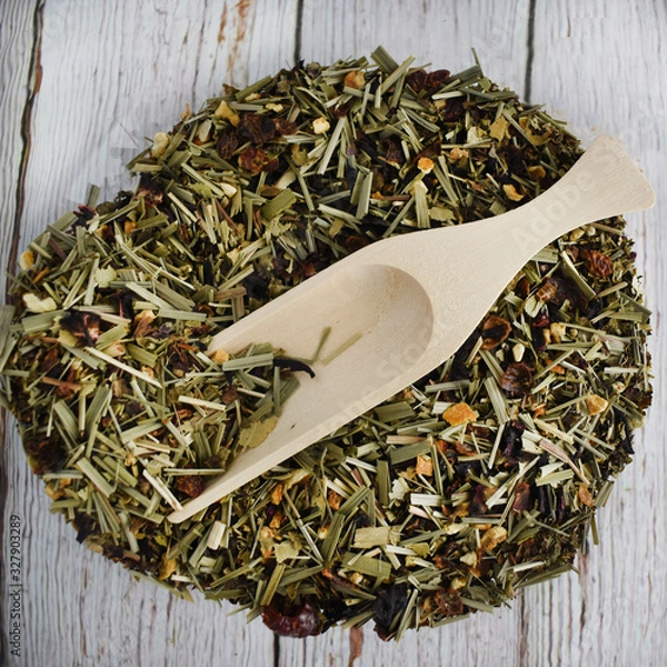 Obraz Loose leaf herbal tea with scoop