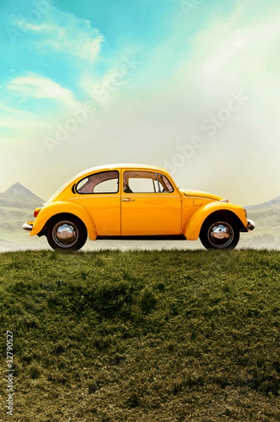 Fototapeta Voiture ancienne et paysage