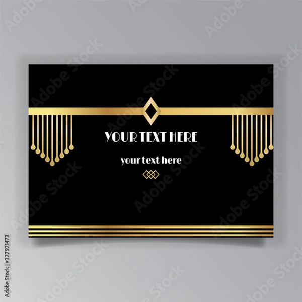 Obraz Art Deco page template, retro style for web and print, geometric retro pattern design with golden lines.