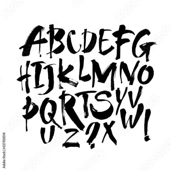 Fototapeta Vector Acrylic Brush Style Hand Drawn Alphabet Font. Calligraphy alphabet on a white background