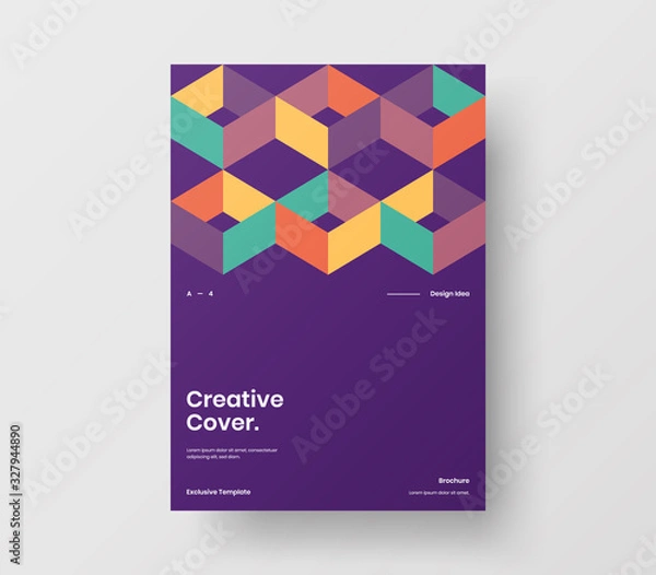 Fototapeta Amazing business presentation vector A4 vertical orientation front page mock up. Modern corporate report cover abstract geometric illustration design layout. Company identity brochure template.