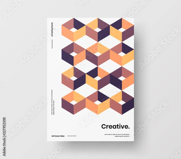 Fototapeta Amazing business presentation vector A4 vertical orientation front page mock up. Modern corporate report cover abstract geometric illustration design layout. Company identity brochure template.
