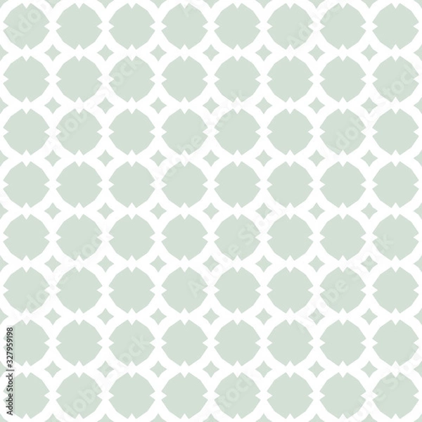 Fototapeta Vector ornamental seamless pattern with star shapes, grid, lattice, net, repeat geometric tiles. Subtle ornament in Moroccan style. Abstract floral background in pastel colors, light green and white