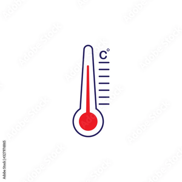 Fototapeta Thermometer vector icon with temperature isolated on white background.