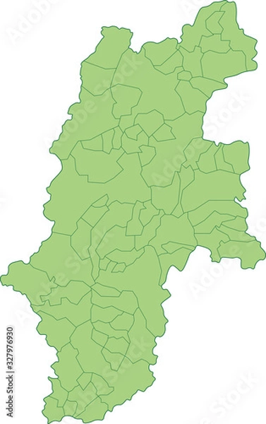 Obraz 長野県の地図_市町村ごとに色を変えられます