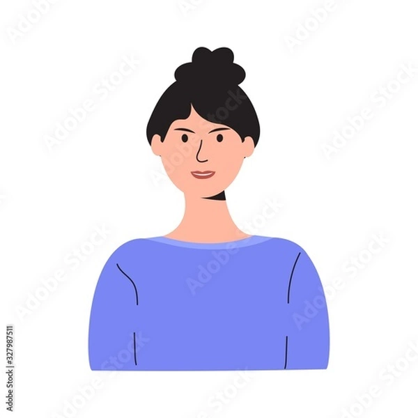 Fototapeta Vector drawing woman, girl in trendy style. For social network icons or web portrait of students, team partners, friends, colleagues