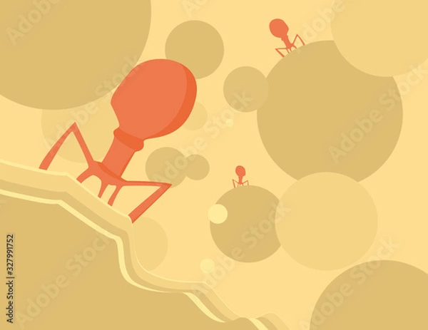 Fototapeta Vector of escherichia coli (E.coli) look through the microscopic  ,E.coli is a bacteria that produces toxins that can cause diseases in the digestive tract of people.