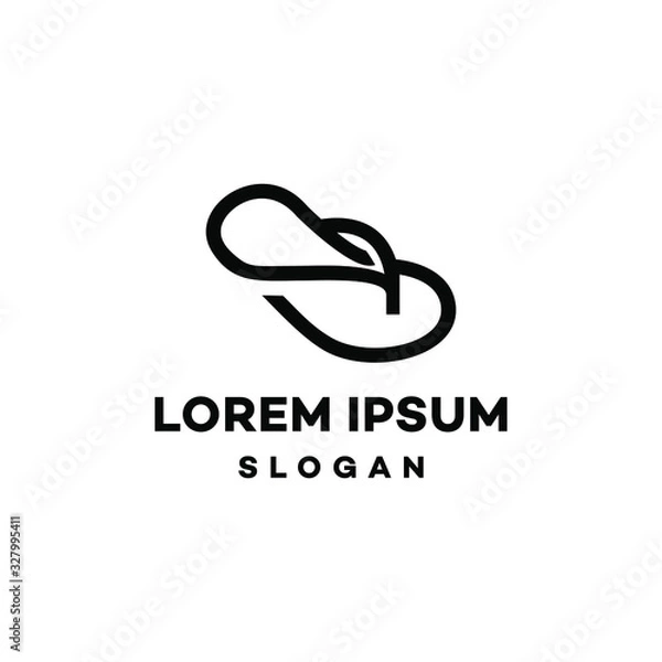 Fototapeta sandal flip flop icon vector slipper logo in trendy line style illustration isolated element