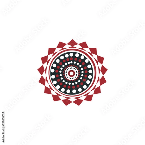 Fototapeta Aboriginal art dots painting icon logo design vector