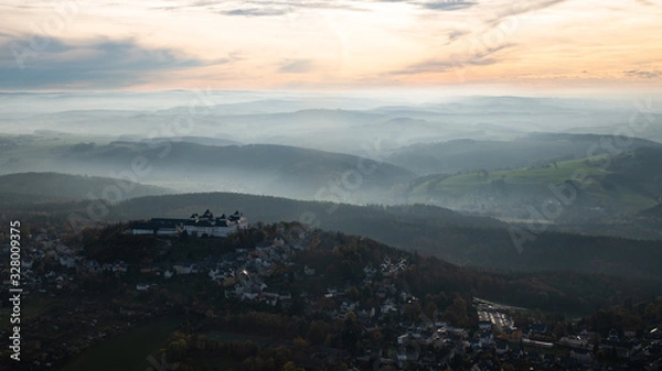Fototapeta landscape with clouds an a castle