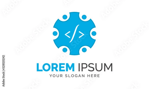 Fototapeta Software Company Coding Technology Blue Colour Vector Logo Design Graphic Elements Template