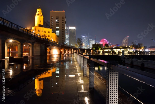 Fototapeta 象の鼻パークとみなとみらい夜景