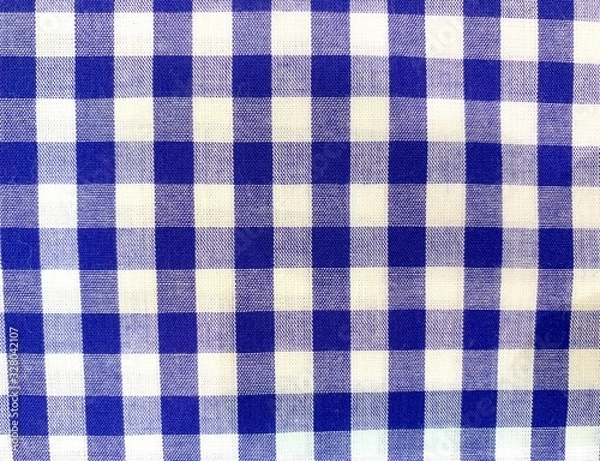 Obraz チェック ブルー 布 背景 素材