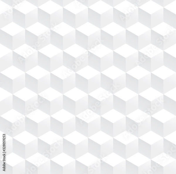 Fototapeta Abstract cube pattern background, White 3d box seamless background, Vector.