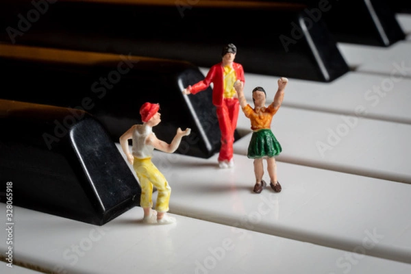 Obraz Miniature People having a party on a piano