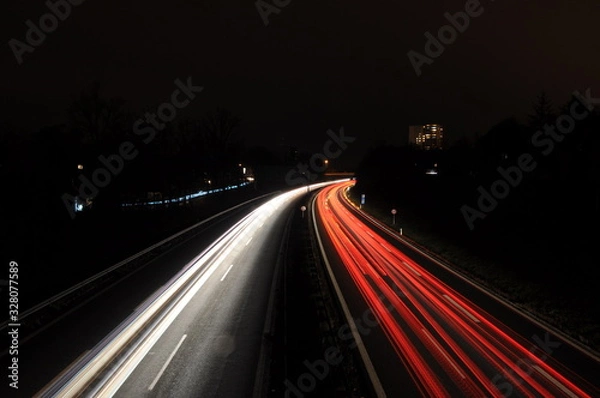 Obraz Autobahnbrücke bei Nacht Langzeitbelichtung - Bridge over highway at night long time exposure II