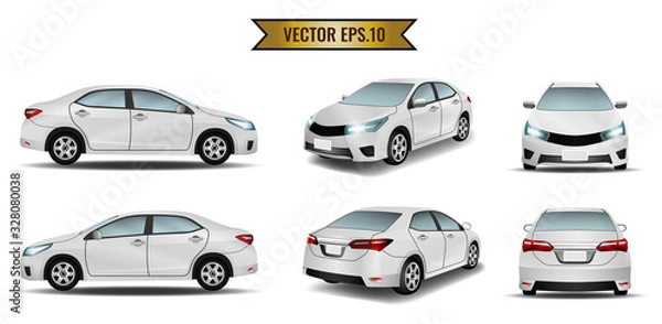 Fototapeta Car white isolate on the background. Ready to apply to your design. Vector illustration.
