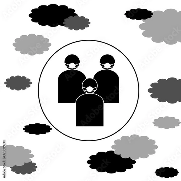 Obraz people wearing protective medical mask to prevent pollution