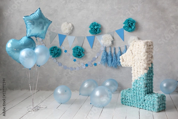 Fototapeta decorations for the first cake for a boy