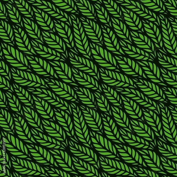 Fototapeta Seamless pattern with waves of leaves. Flower theme. Stylish background for summer and spring. Repeating texture for wallpaper design, website, print, fabrics, wrapping paper, textile. Vector image.