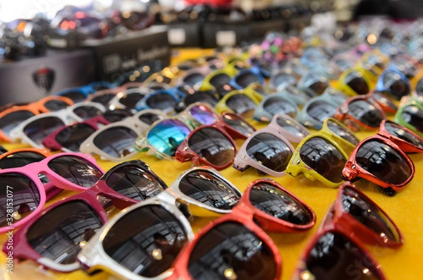 Obraz rows of multi colored sunglasses