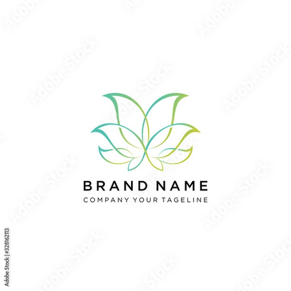 Fototapeta Lotus flower Luxury Logo design vector template Linear style. Fashion Health Fitness Garden Logotype concept icon.