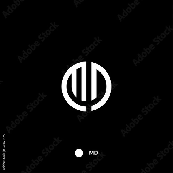 Fototapeta MD letters associated with a circle logo vector