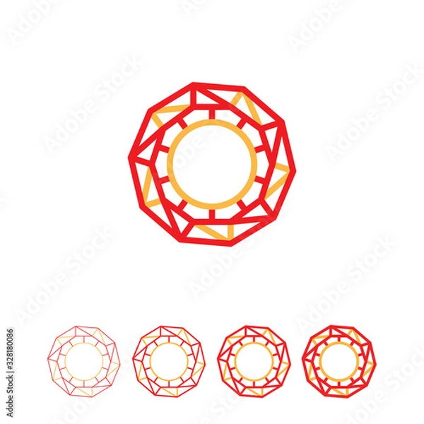 Obraz  Decagon round logo or frame. Geometric crystal. Linear vector illustration form.