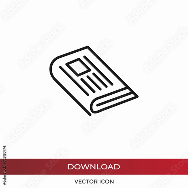 Fototapeta Newspaper vector icon in modern design style for web site and mobile app