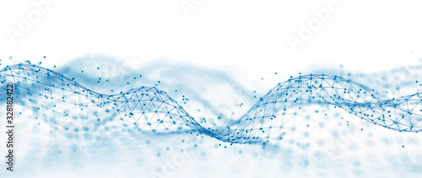 Fototapeta Abstract digital background. Network connection structure. Big data. Futuristic abstract wave. 3D rendering.