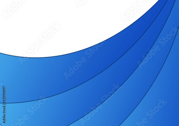 Fototapeta 抽象的な青い波の模様と白背景