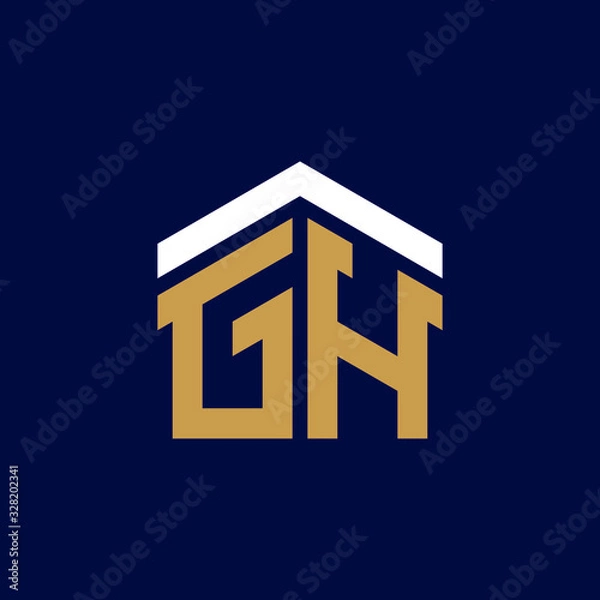Obraz Initial Letters GH House Logo Design