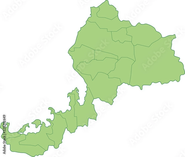 Obraz 福井県の地図_市町村ごとに色を変えられます