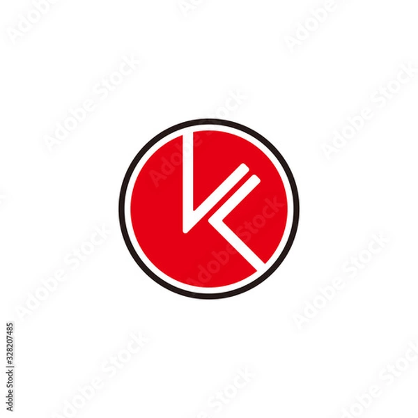 Obraz abstract letter kl negative space circle geometric line logo vector