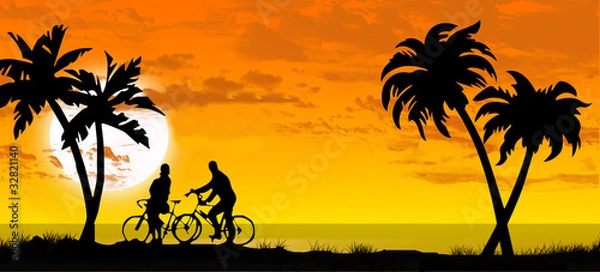 Obraz in bicicletta al tramonto