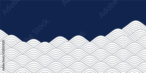 Fototapeta 海　波　和紙　背景