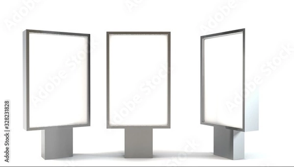 Fototapeta Set of three lighbox. 3d illustration isolated on white background. 3d render