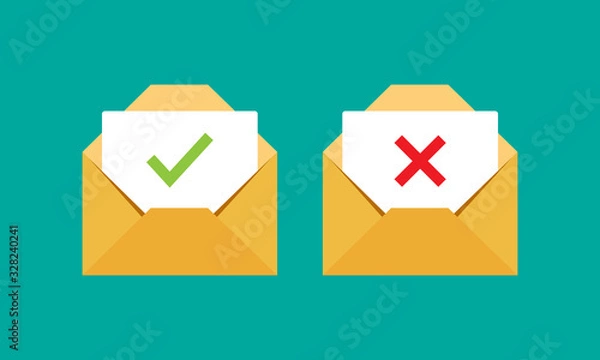 Fototapeta Confirm and rejection email icon design. vector illustration