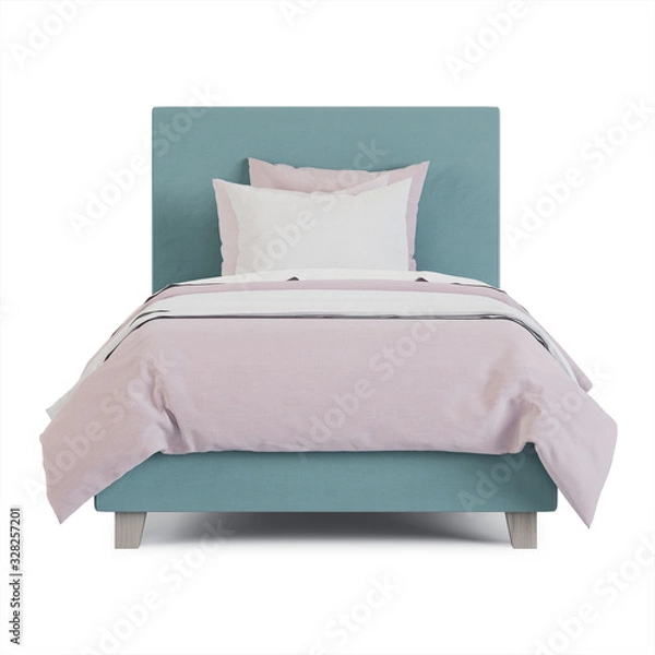 Fototapeta Baby bed on a white background. Clipping path included. 3D rendering.
